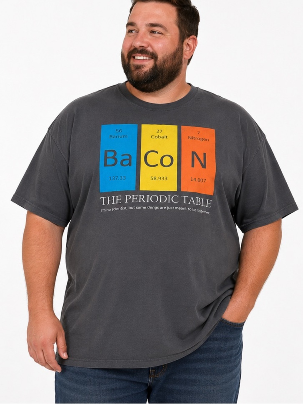 Vintage Bacon Periodic Table Graphic Tee 3XL Fruit of the Loom Heavy Cotton